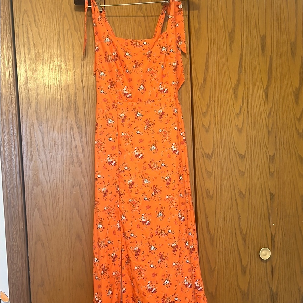 Vibrant Floral Maxi Dress in Orange